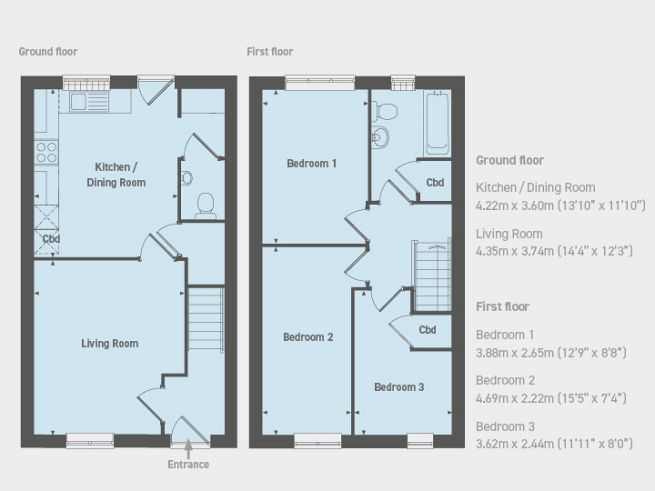 Floor plan, 3 bedroom house  - artist's impression subject to change